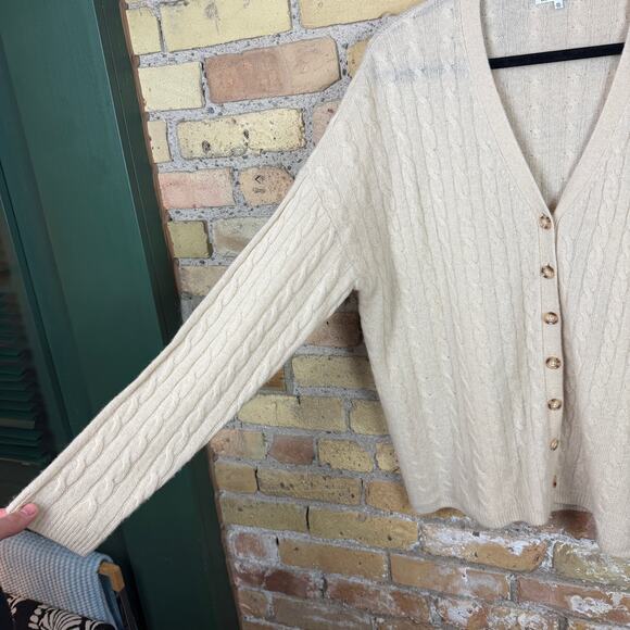 Reformation Giusta Cream 100% Cashmere Oversized Cable Knit Cardigan Sweater XS - Picture 4 of 7